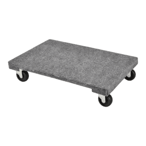 Basic four-wheel carpeted moving dolly, angled view