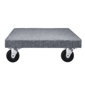 Basic four-wheel carpeted moving dolly, front view
